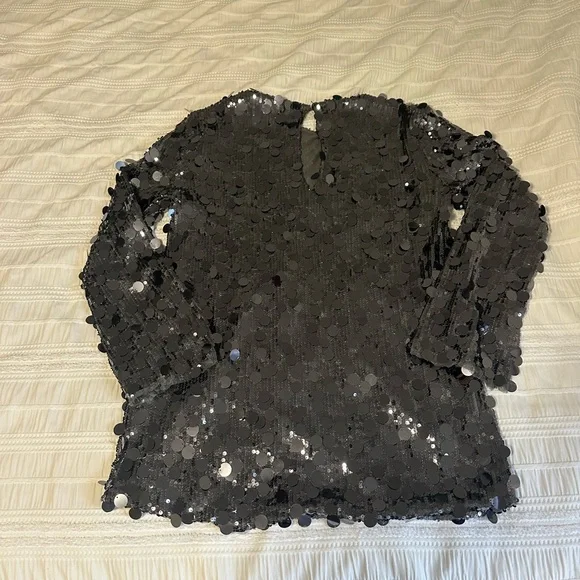 Zara Silver Sequin Long Sleeve Dress - Picture 10 of 10